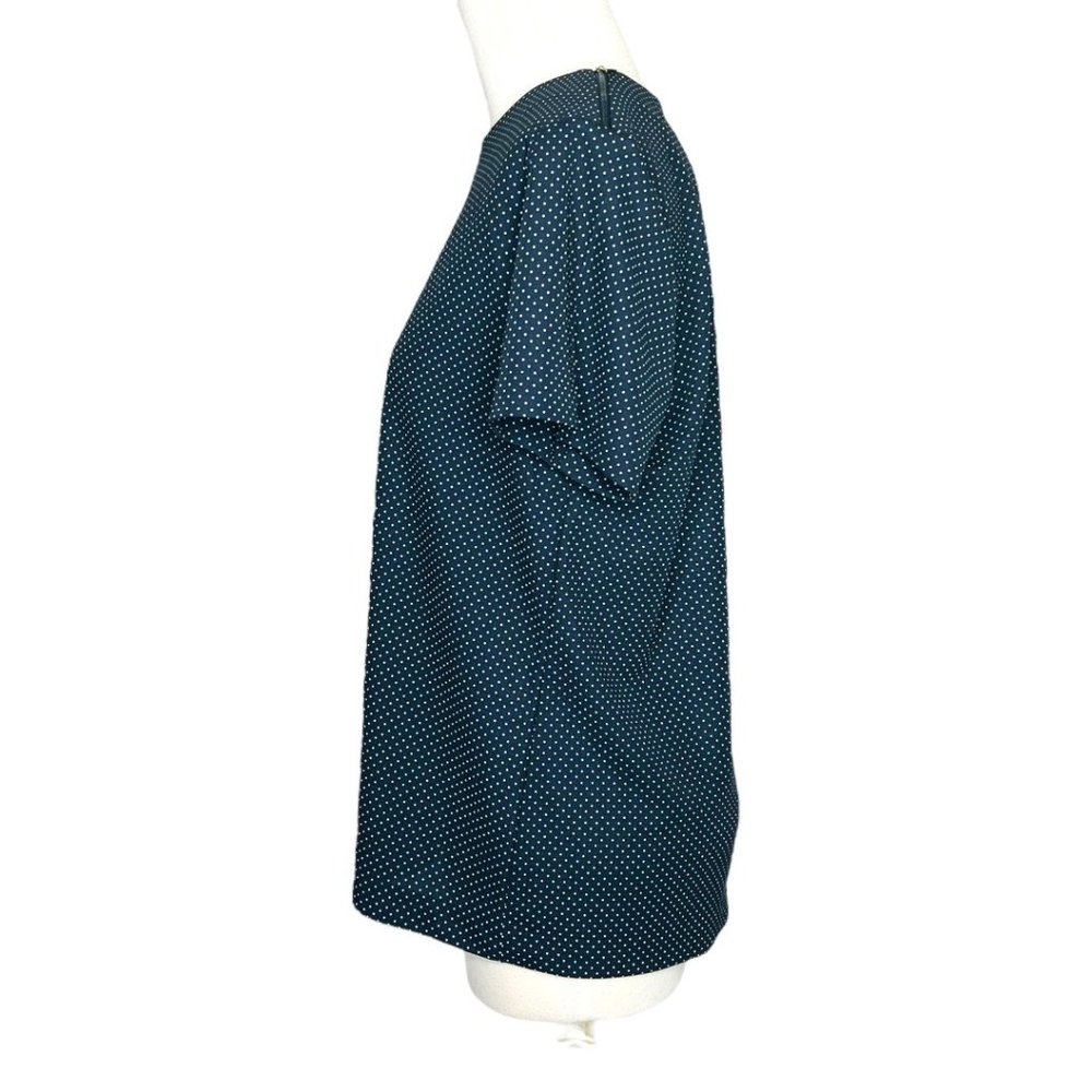 Ann Taylor Short Sleeve Jersey Poker-dot Top Navy Size L NWT - Picture 5 of 11